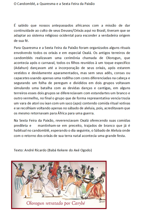 O Candomblé e a Quaresma